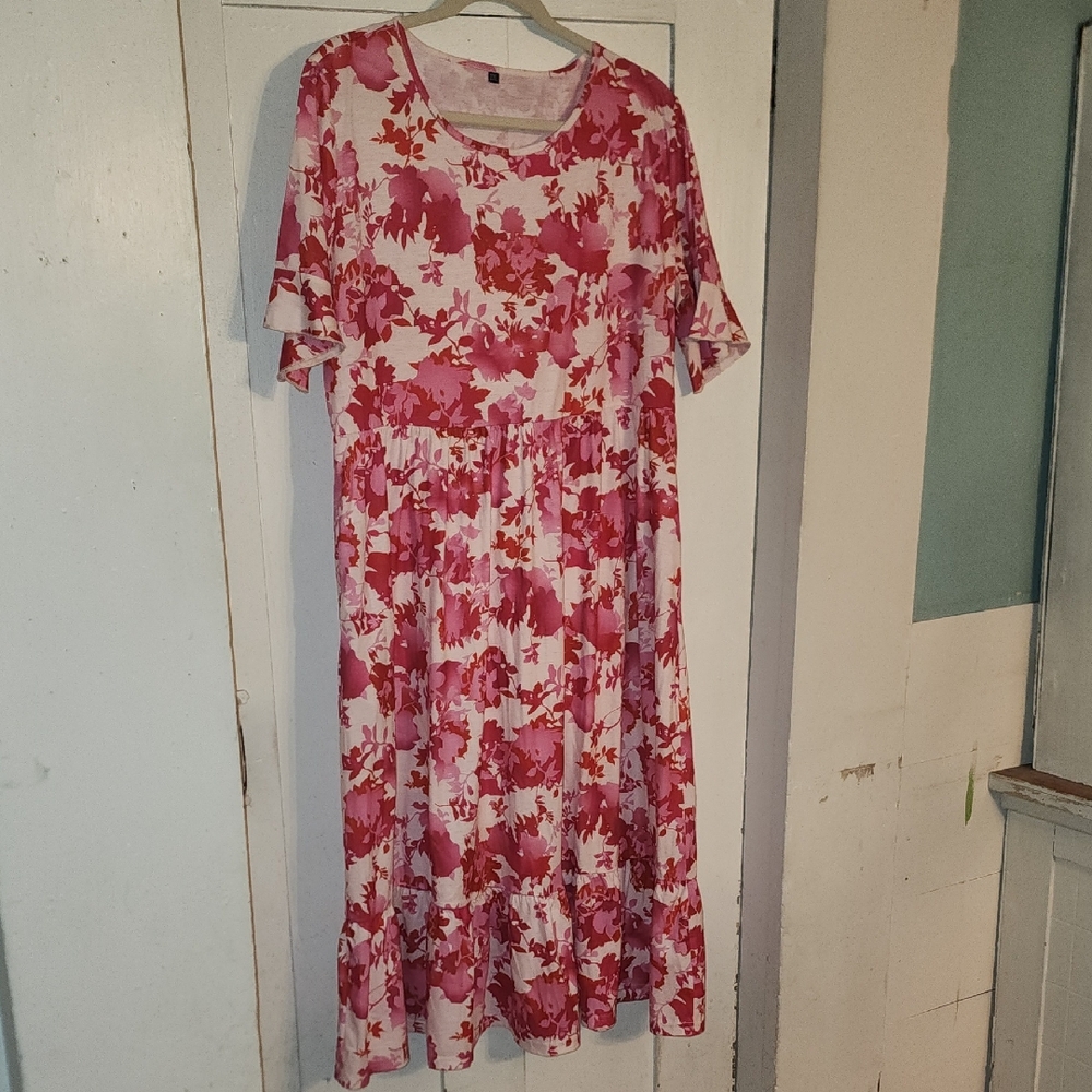 Floral Pink and White Dress